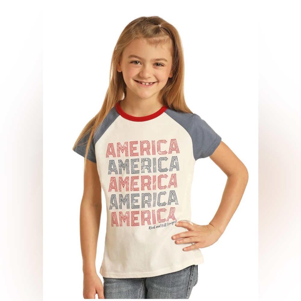 Rock & Roll Denim Girl's Raglan Sleeve Graphic Tee